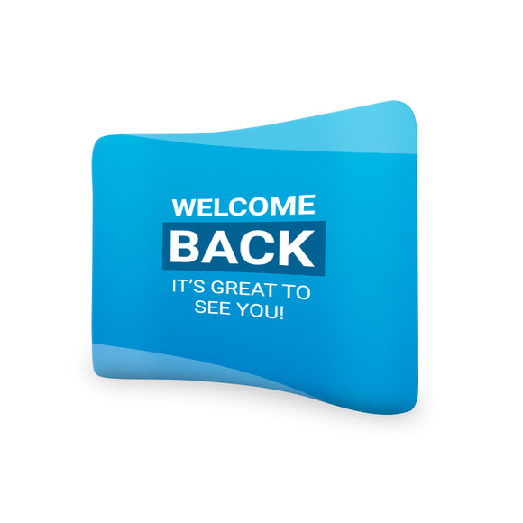 Church Welcome Back It's Great To See You Curved Tension Fabric Media Wall Backdrop - Backdropsource