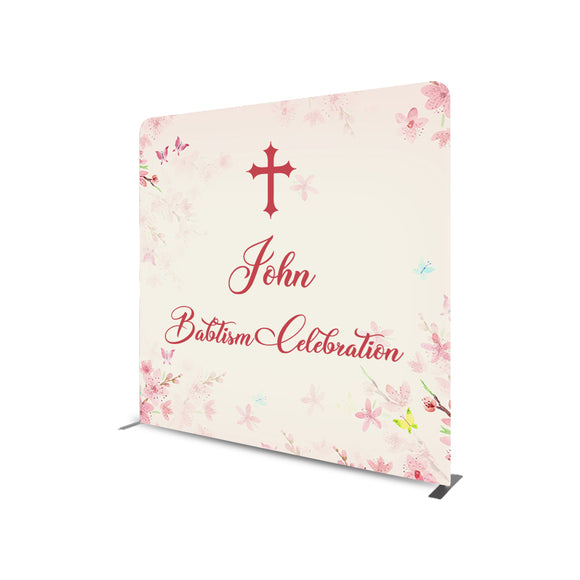 Baptism Celebration Straight Tension Fabric Media Wall Backdrop - Backdropsource