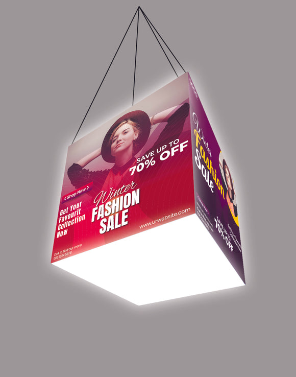 Backlit Cubic Hanging Banner - Backdropsource