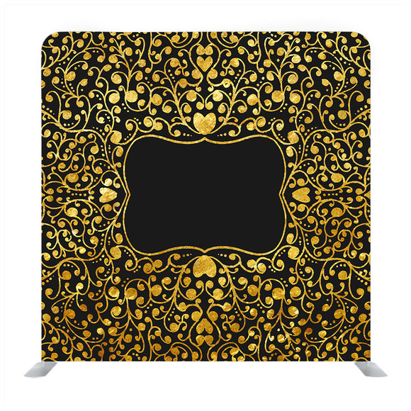 Gold floral frame sign & black background backdrop - Backdropsource