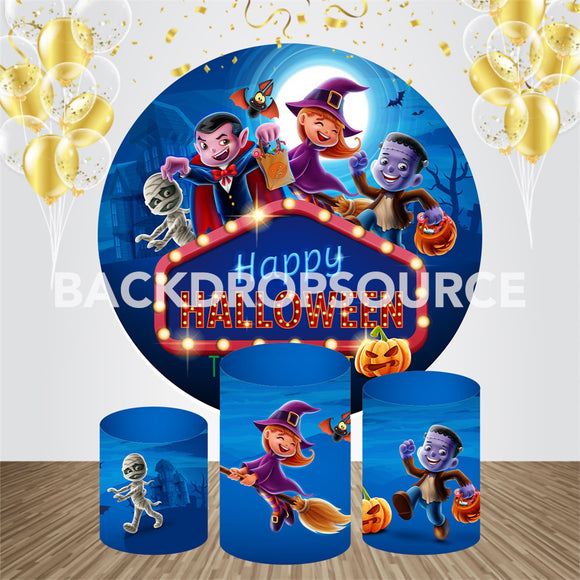 Happy Halloween Event Party Round Backdrop Kit - Backdropsource