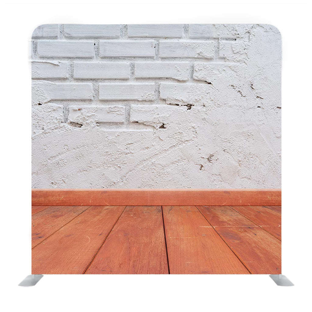 White Bricks wall and Wooden Floor Media Wall - Backdropsource